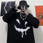 Camiseta Harajuku Manga Longa Estampada para Estudantes, Unissex, Soltinha e Confortável, Perfeita para um Visual Despojado e Moderno. — foto 5