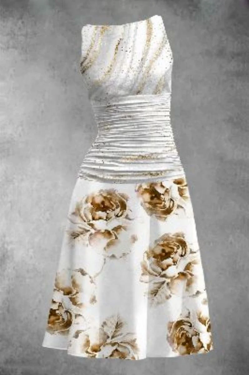 Floral Print Personalized Sleeveless Waist Dress — photo 8