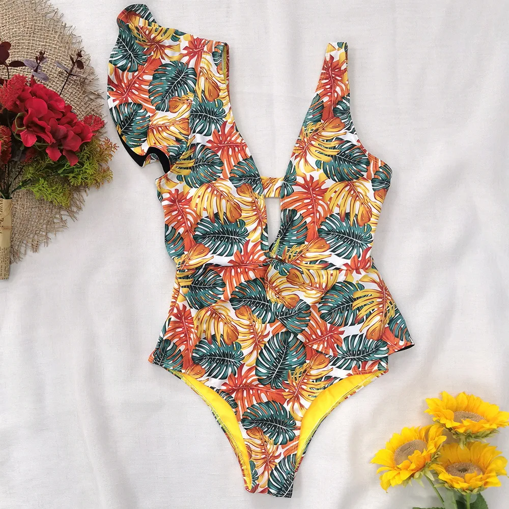 Traje de baño de una pieza floral con volantes y espalda descubierta para mujer. Perfecto para lucir un estilo veraniego y elegante en la playa. — foto 6