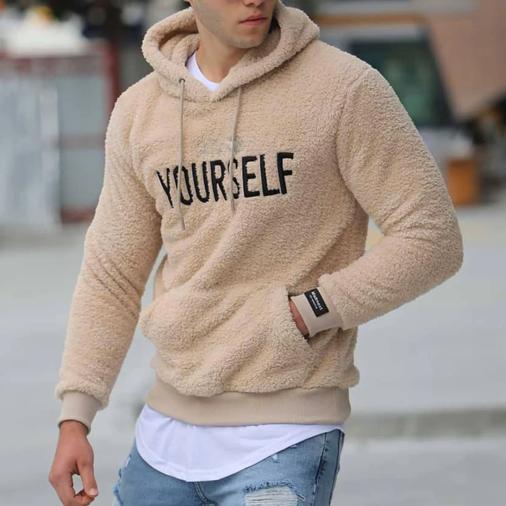 Moletom quente de manga longa com gola bordada, cor sólida e bolso de patch, perfeito para o inverno, conforto e estilo em uma peça. — foto 9