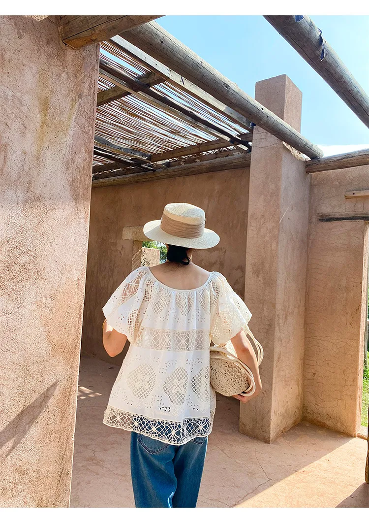 Niche Design Lace Shirt Short Sleeve Summer Embroidery French Small Top, a stylish and comfortable choice for warm days. — photo 18