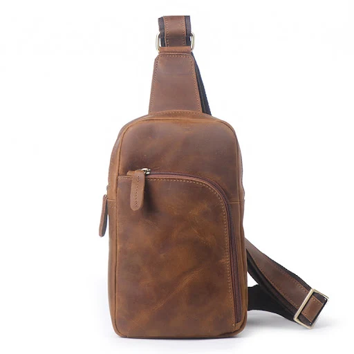 Title 1, Bolsa transversal de couro Crazy Horse vintage,...