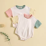 Baby Romper Effen Kleur met Stiksels Korte Mouw — Comfortabel en stijlvol voor je baby, ideaal voor dagelijks gebruik — foto 2