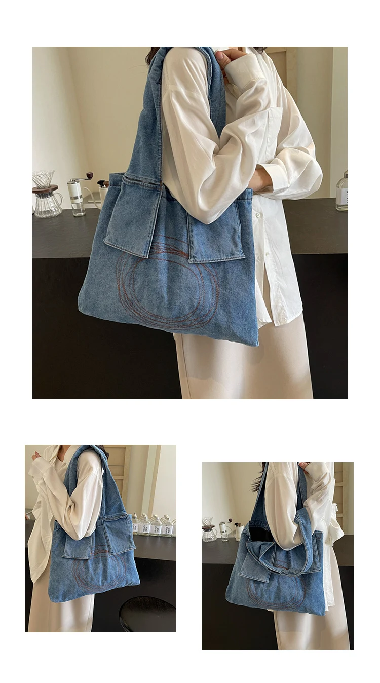 Denim Retro Women's Shoulder Bag, Large Capacity Handbag, stylish and spacious, perfect for everyday use and carrying al — photo 9