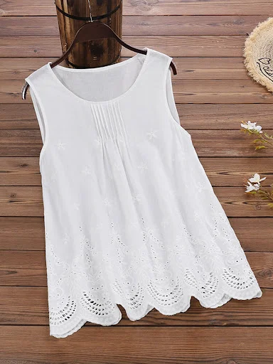 Title 7, Womens Solid Color Hollow Pleated Stripes Slee...