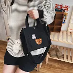 Bolsa mensageiro de lona com bordado de urso de personalidade fofa e engraçada para garotas delicadas Ideal para o uso diário, espaçosa e com um toque de estilo — foto 5