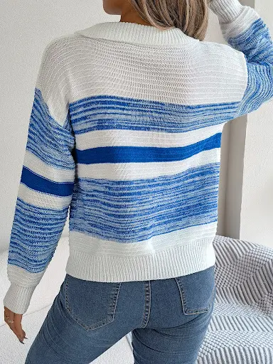 Title 6, Maglione donna in maglia a righe, morbido e ver...