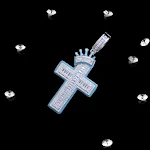 Colar com pingente de cruz de coroa luminosa personalizado, cobre e zircônia incrustada, acessório elegante e brilhante. — foto 4
