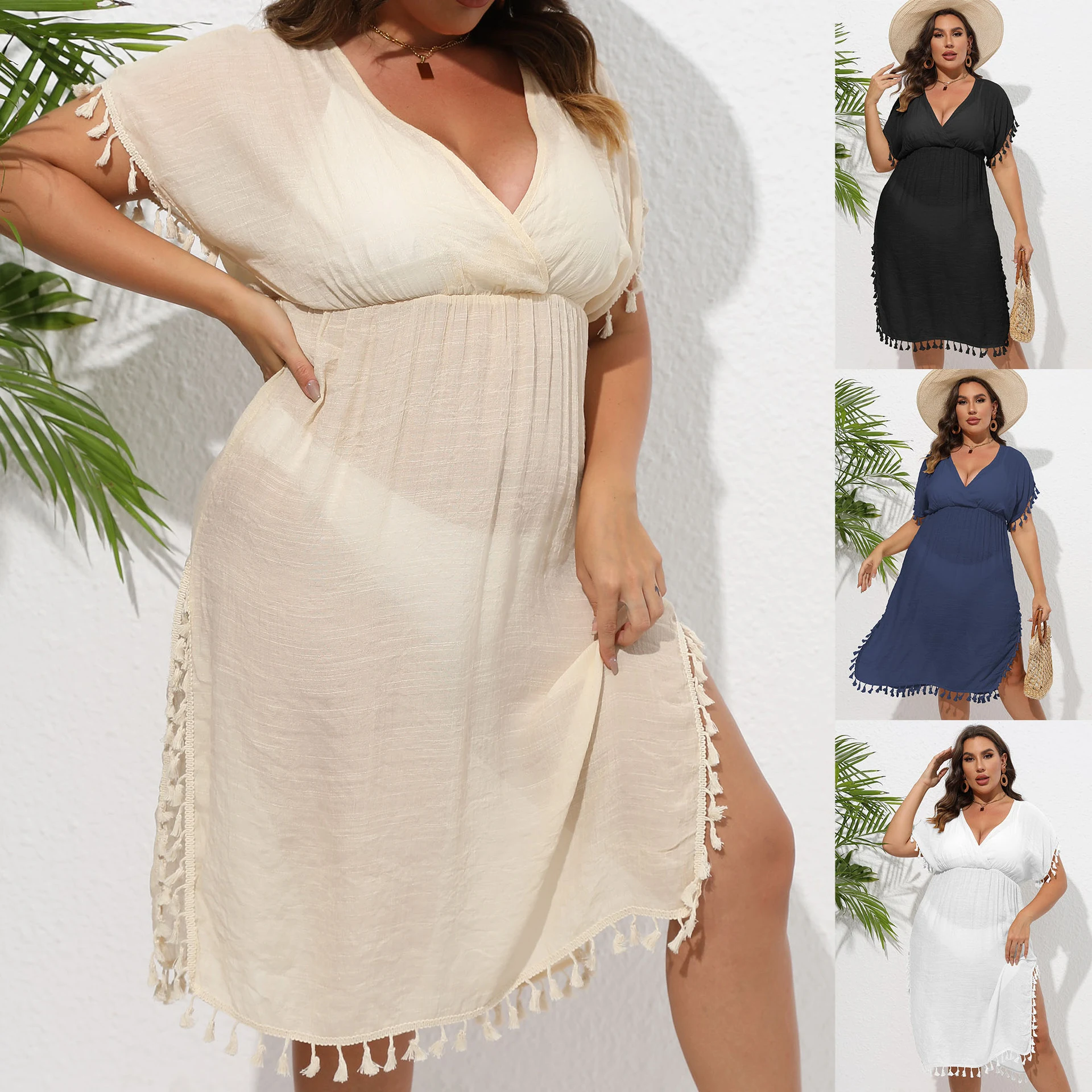 Title 26, Womens Waist Slit Tassel Vacation Style Dress....