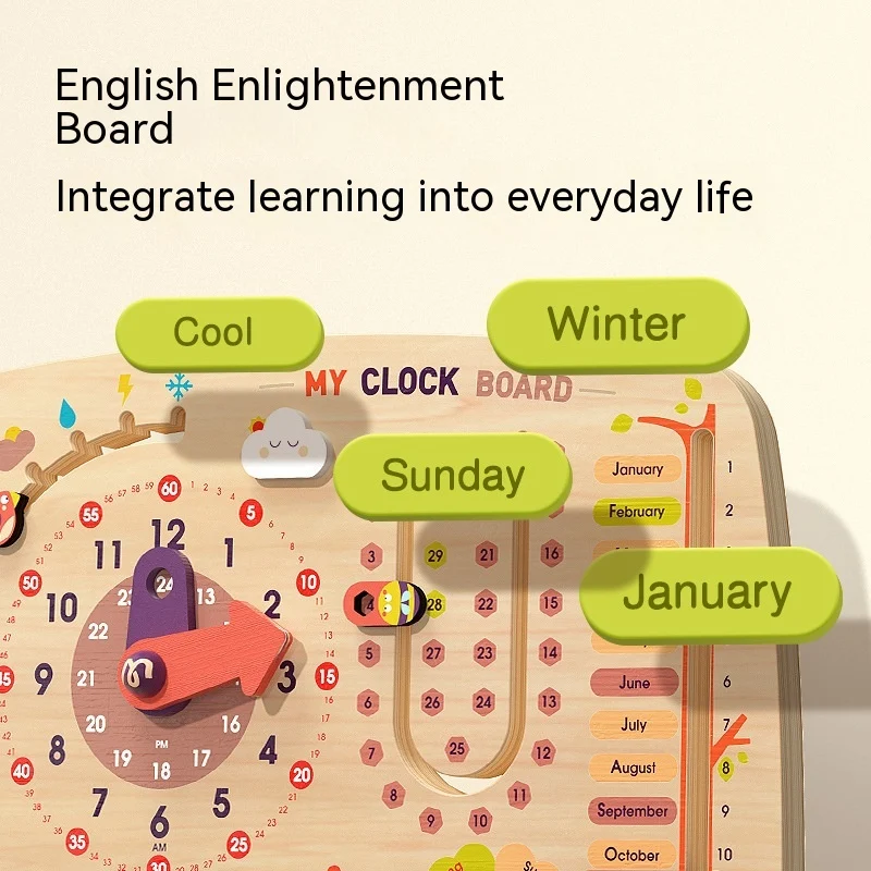 Title 5, Childrens Multi function Clock Board Time Comm...