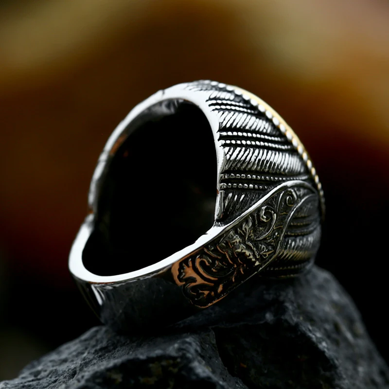 Title 5, Bague homme rétro personnalisée en acier inoxyd...