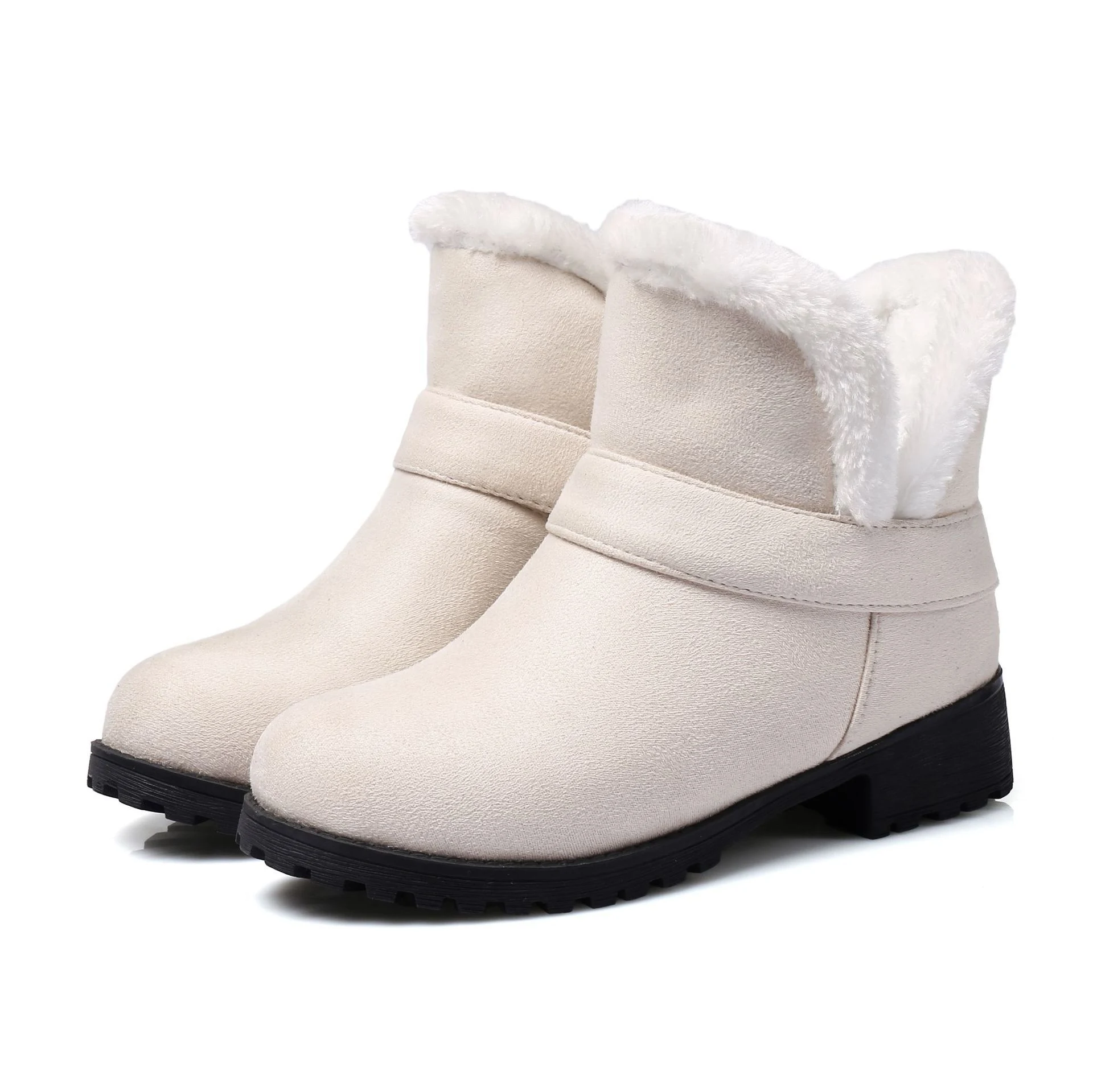 Title 7, Thick and warm round-toe thick-heel low-top cot...