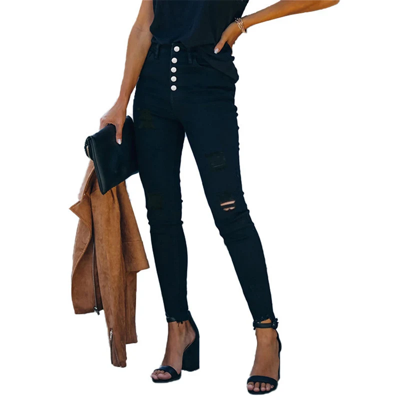 Title 3, Womens Slim-fit Denim Pants with Five Buttons ...