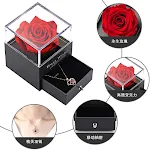 Caixa de presente acrílica com joia de rosa preservada, ideal para guardar flores e joias. Um presente elegante e duradouro para ocasiões especiais. — foto 16