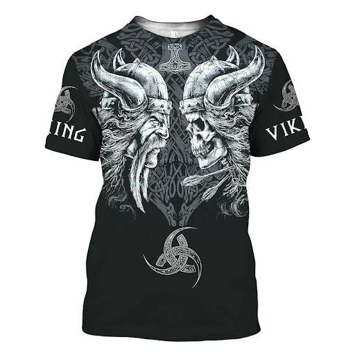 Title 6, Mens Viking Symbol Print T Shirt Short Sleeve