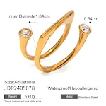 Anel de aço inoxidável com zircônia e pontas abertas em ouro 18K. Design elegante e sofisticado. Ideal para realçar sua beleza. — foto 19