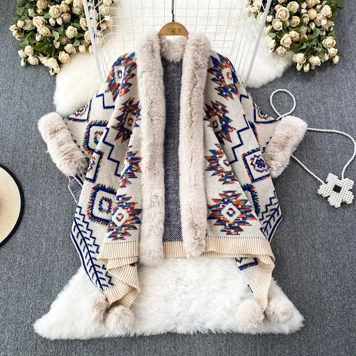 Title 3, Leopard Print Fur Collar Coat Loose Mid-length ...