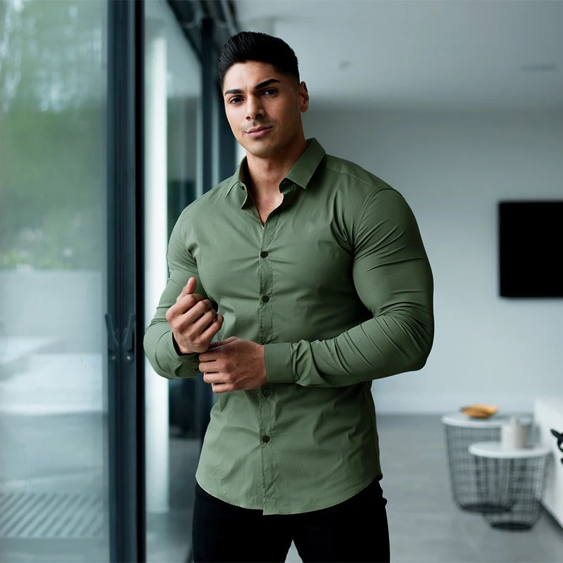 Title 15, Camisa social masculina branca manga longa anti...