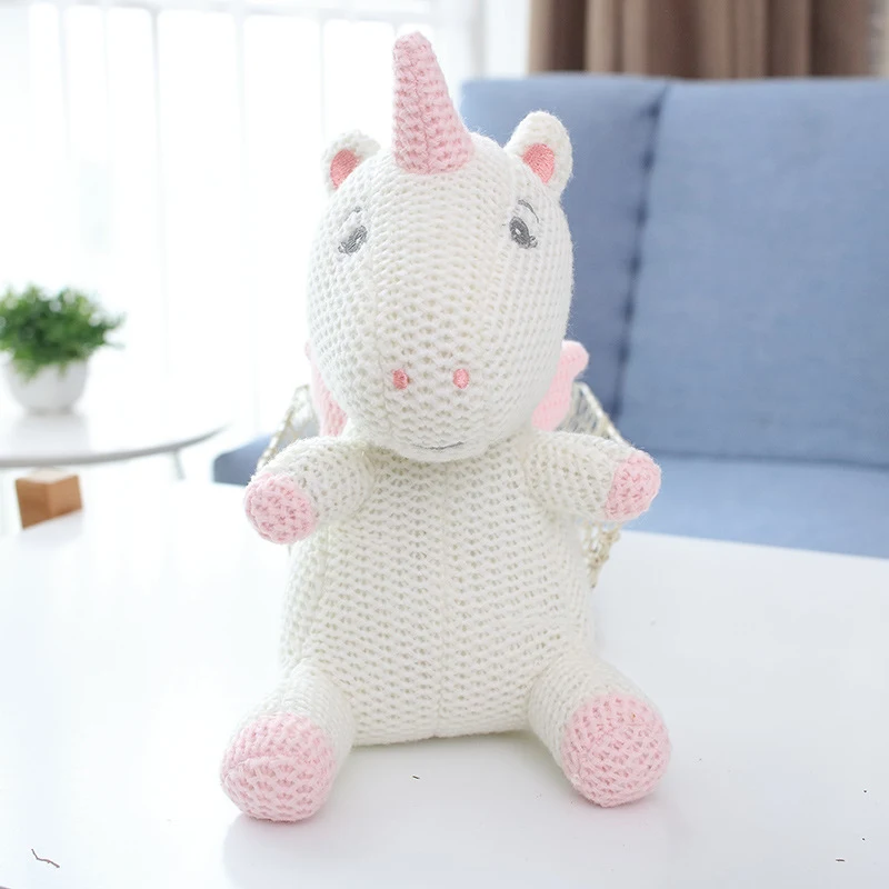 Boneca de animal de lã tricotada, macia e fofinha. Perfeita para abraçar, um companheiro ideal para crianças e um presente adorável. — foto 2
