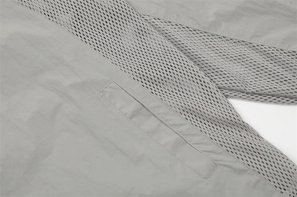 Men's Sun Protection Clothing Trendy Brands Lightweight Long Sleeve Hooded Zipper Coat Stitching Mesh Breathable and Loo — photo 4