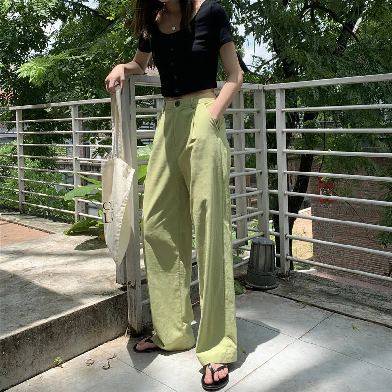 Women's Solid Color Cotton and Linen Loose High Waist Trousers Casual style offering comfort and versatility for everyda — photo 3