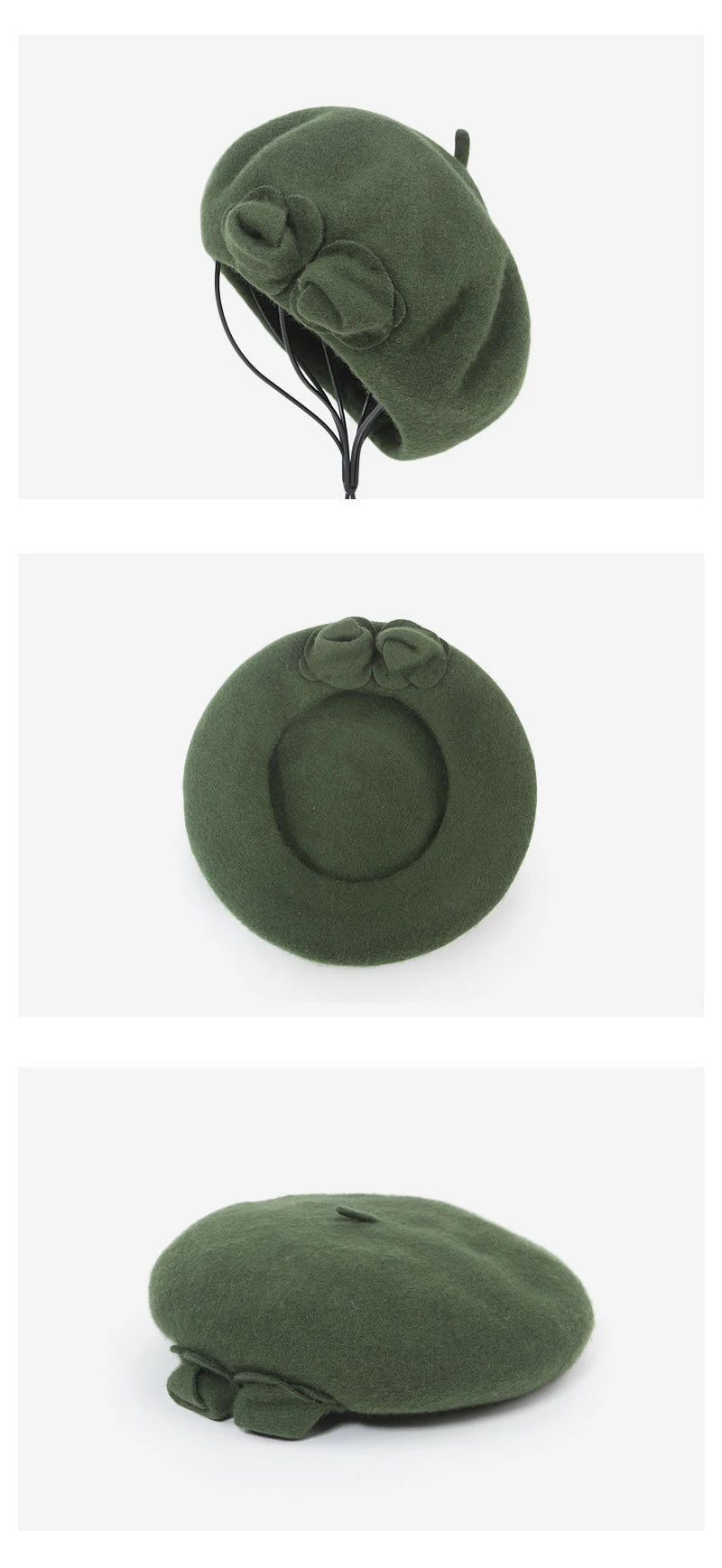 Title 6, Beret Woolen Hat With Flowers To Keep Warm