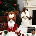 Enfeites de mesa de Natal com gnomos de tricô de veludo cotelê, bonecos de neve e duendes de pelúcia. Bonecos macios e fofos para casa e quarto. — foto 4