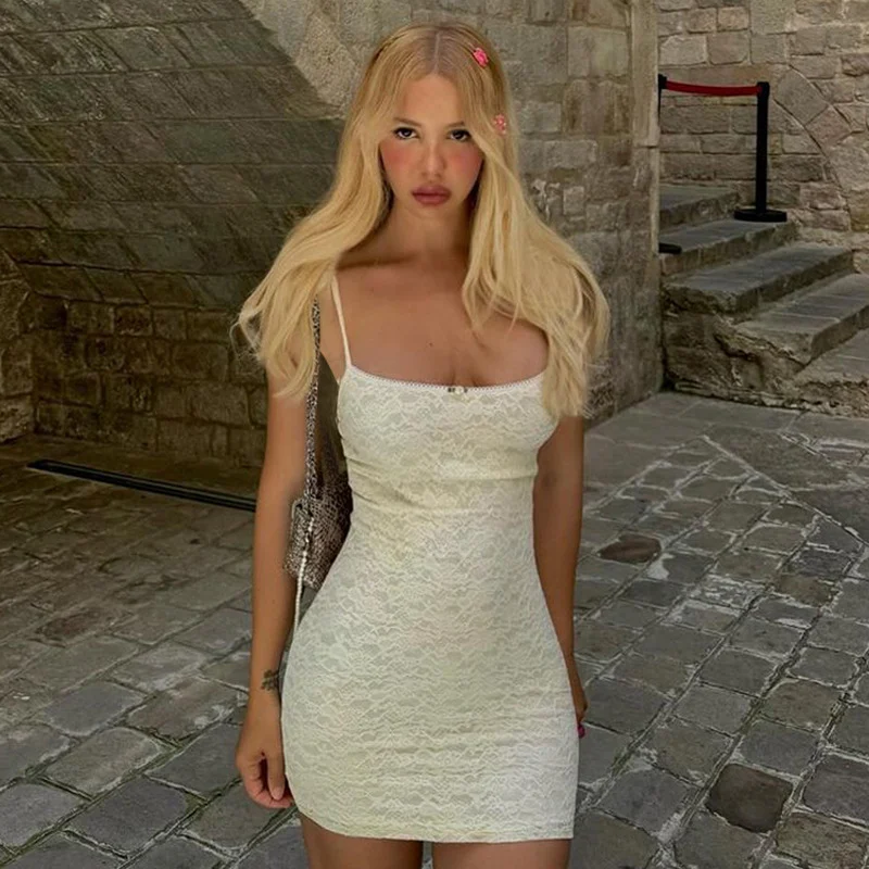 Title 19, French Fashion Elegant Sexy Sling Lace Sheath D...