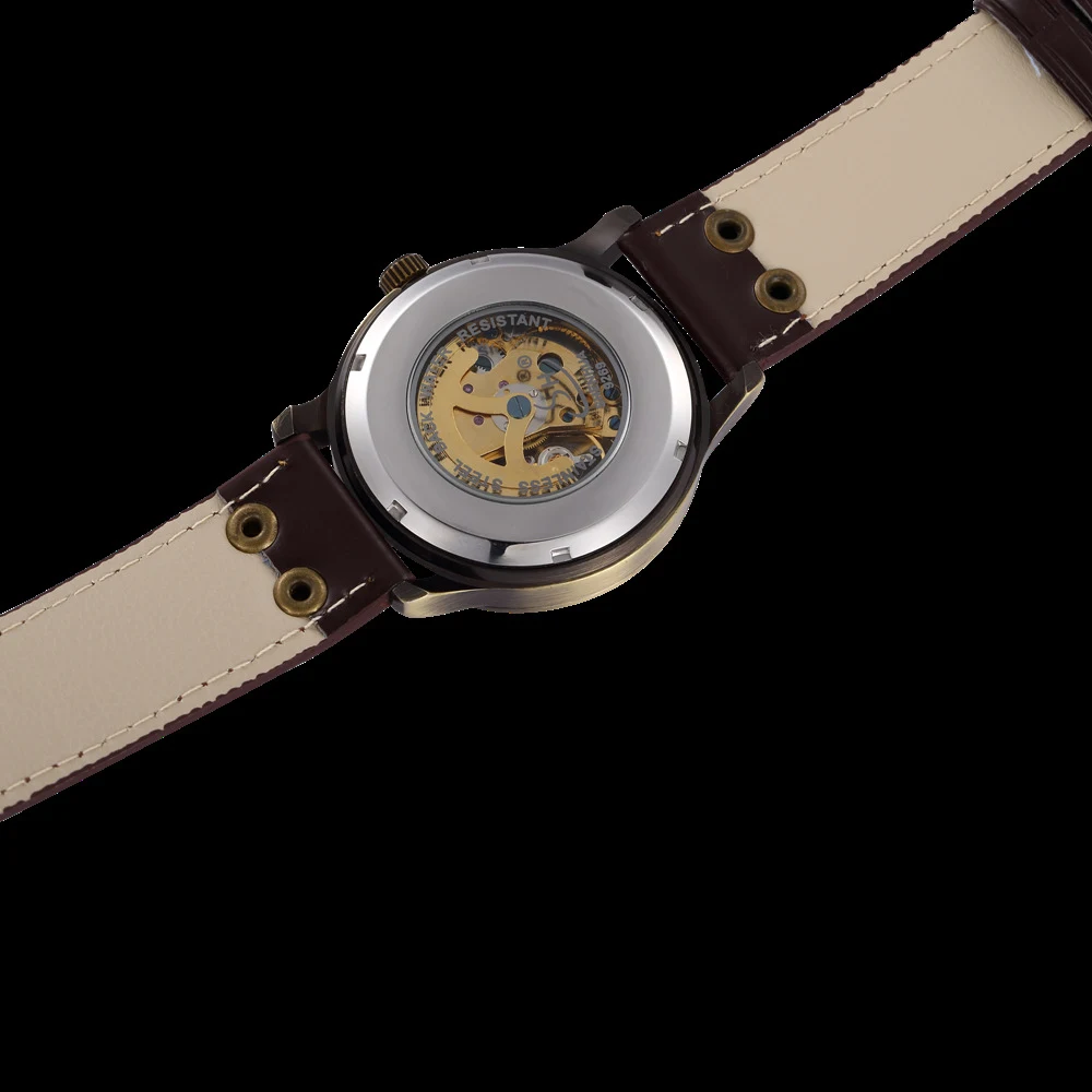 Relógio masculino Shenhua Deep Hua 9269 automático bronze, moda casual com pulseira, ideal para atacado. Elegância e precisão para o dia a dia. — foto 2