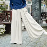Linen Slim Stone Washed Trousers Yoga Travel Culottes. Comfortable and stylish for yoga, travel, and everyday wear. Effo — photo 12