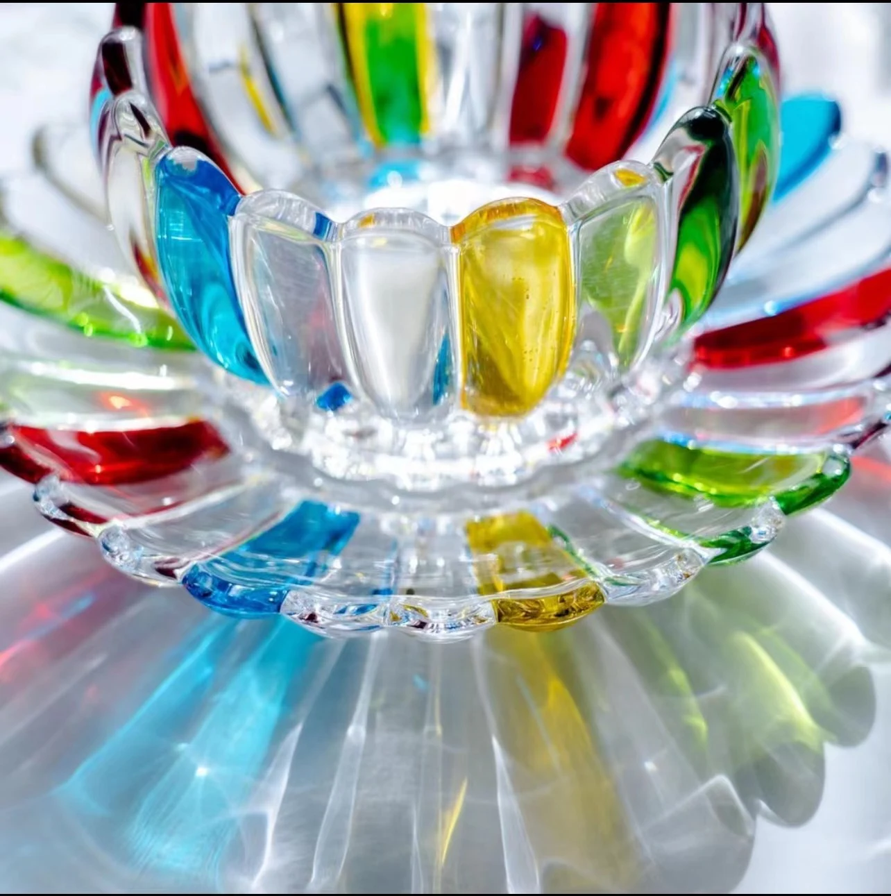 Title 5, Painted Lead-free Glass Lotus Bowl And Dish Set...