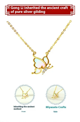 Title 2, Colar borboleta prata esterlina, luxo leve, pin...