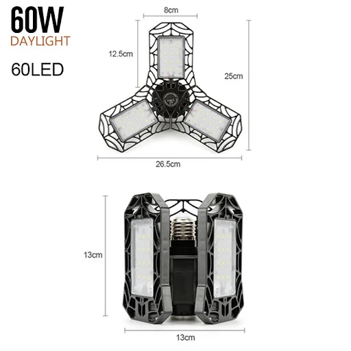 Title 9, 360 Degree 40W 60W Triple Garage Light, Deforma...