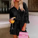 Women's Pleated Textured Cloth Suit Loose Solid Color Shorts Two-piece Set for a comfortable and stylish everyday outfit — photo 14