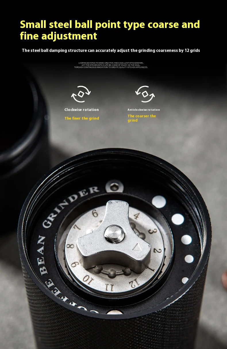 Title 2, Portable manual coffee grinder for home use. Gr...