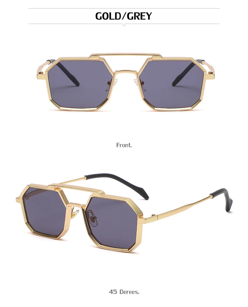 Title 11, Steampunk veelhoekige zonnebril met klein frame