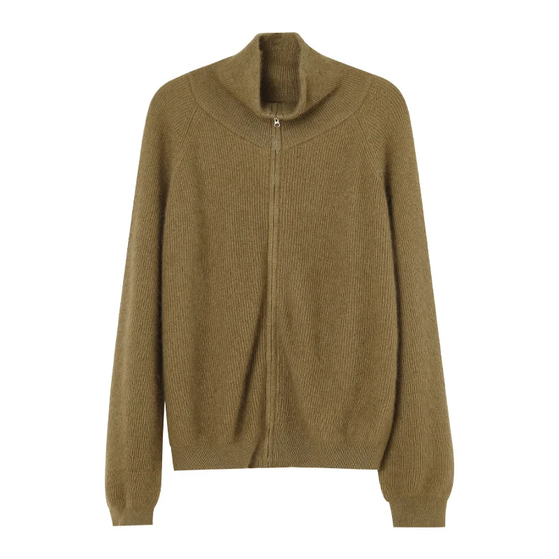 Suéter cárdigan con cremallera de solapa Nueva chaqueta de punto suelta para mujer — foto 4