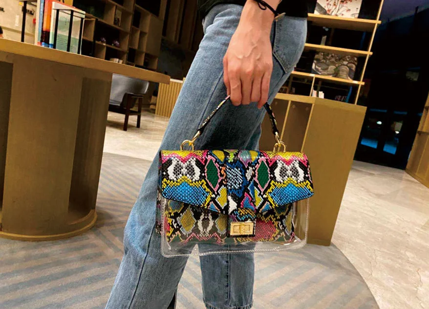 Title 1, Womens snake print shoulder bag Stylish and ve...
