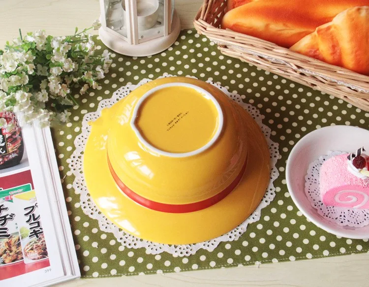 Title 3, Straw Hat Instant Noodle Bowl Ceramic Soup Bowl...