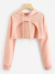 Suéter feminino com capuz e umbigo à mostra, estilo pullover sexy, perfeito para um visual moderno e ousado, ideal para realçar a beleza. — foto 3