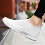 Tênis Masculino Flying Knit Branco Mesh Preto Conforto e Leveza para Uso Casual Sapatos Respiráveis e Estilosos para Homens — foto 4