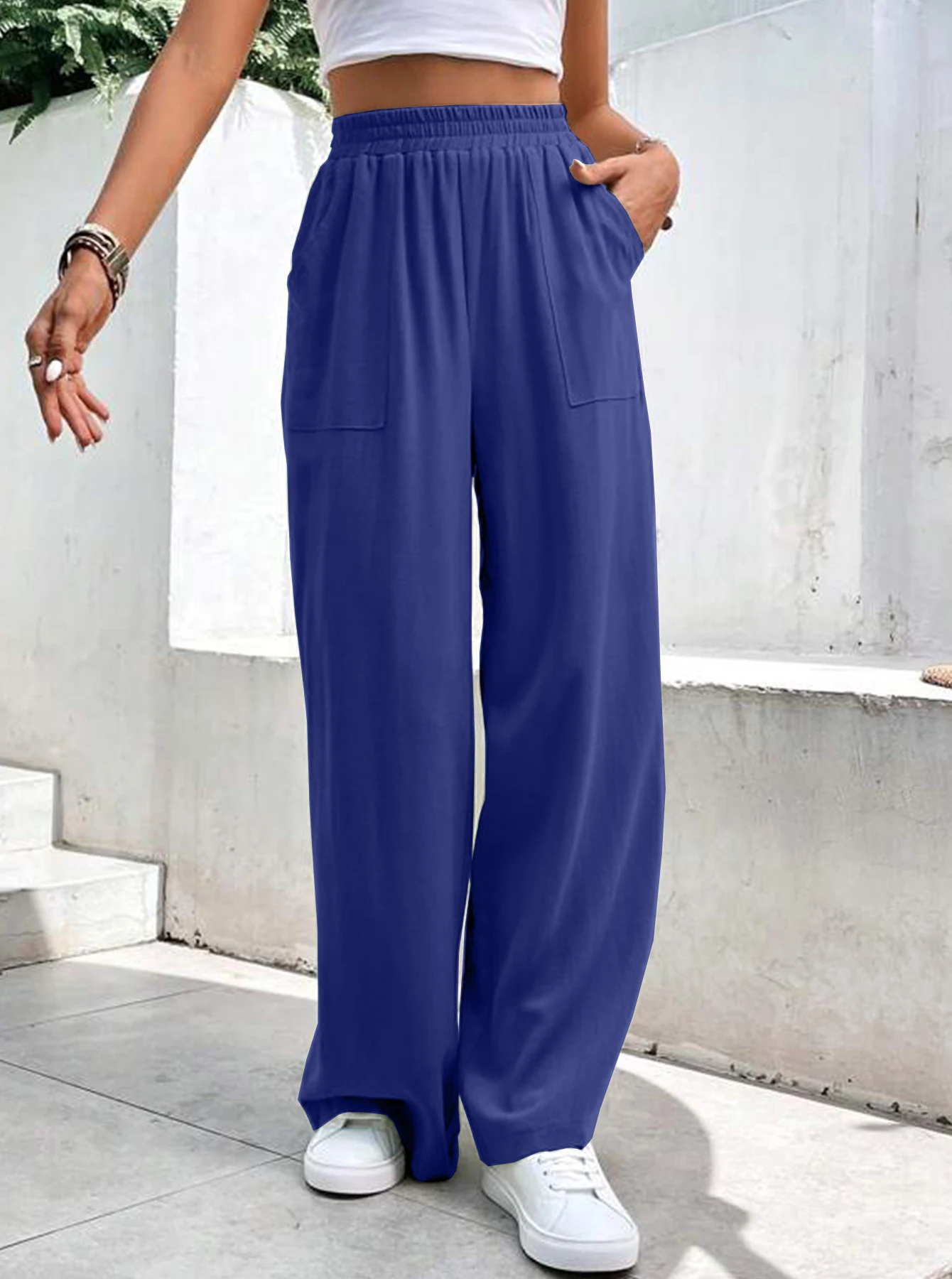 Title 4, Womens Mid-Waisted Straight-Leg Pants, Loose F...