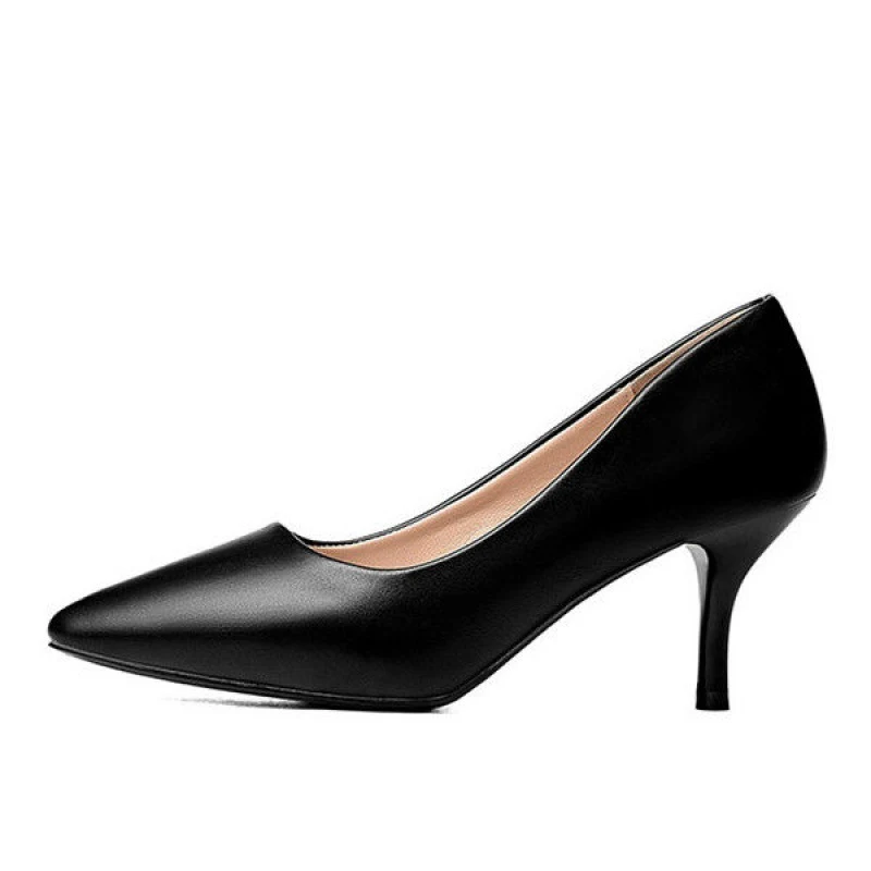 Schmerzfreie Arbeitsschuhe aus weichem Leder mit hohem Absatz, schwarz, professionell, Einzel-Schuhe, den ganzen Tag — foto 7