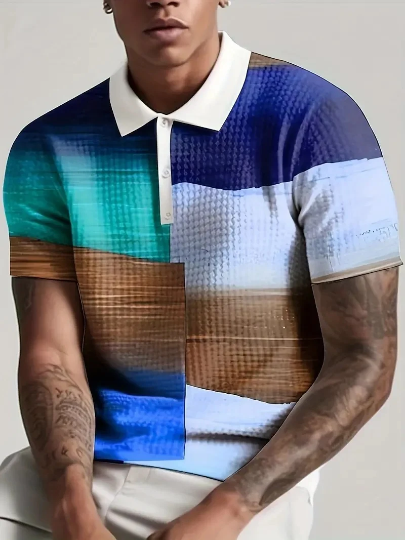 Title 5, Mens Print Breathable Fashion Polo Shirt Top, ...