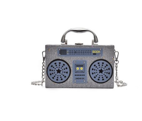 Sequin Box Bag Radio Handbag, Harajuku Wind Messenger. Bright surface and unique design for a fashionable and eye-catchi — photo 3