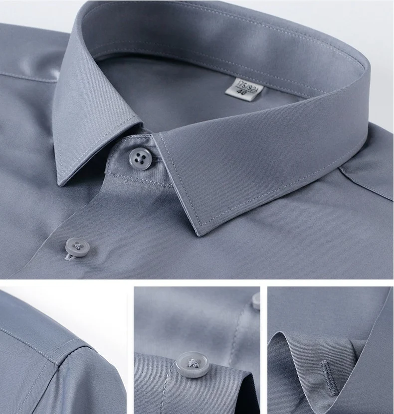 Non-ironing short-sleeved solid color stretch men's shirt. Experience effortless style and comfort, perfect for everyday — photo 2