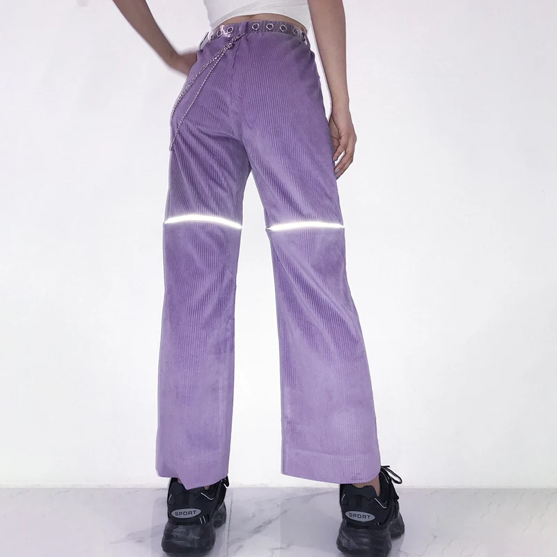 LAVENDER REFLECTIVE CHAIN PATCHWORK Trousers, stylish safety redefined. Unique design with reflective elements and chain — photo 3