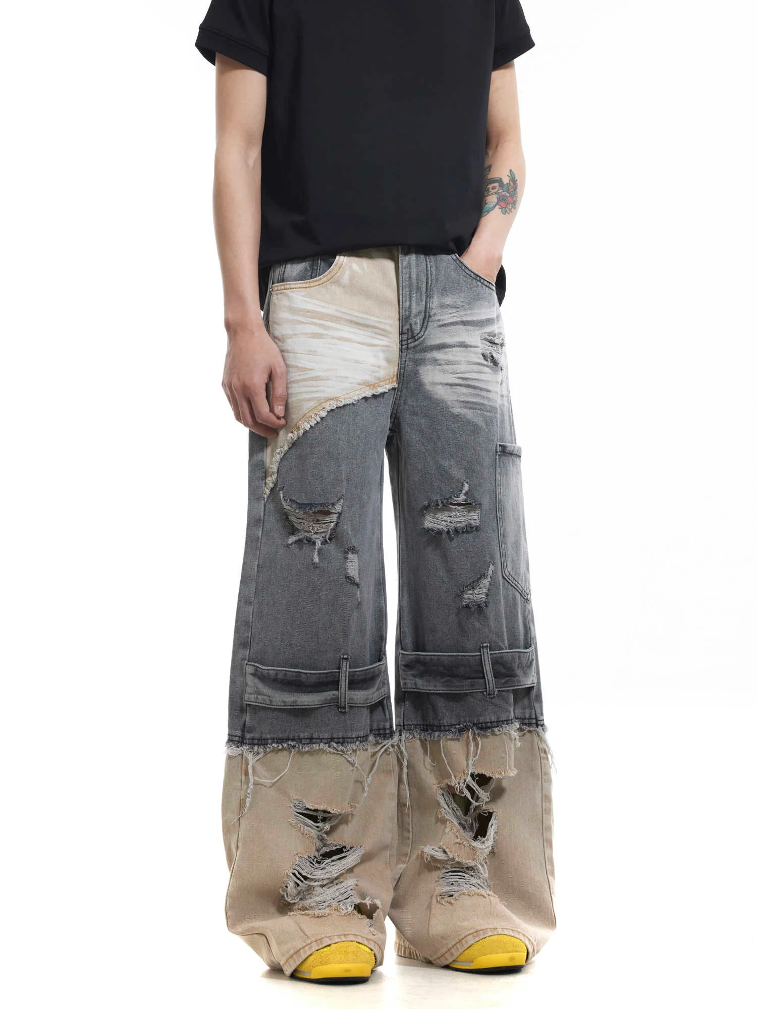 Title 3, Niche Heavy Industry Washed Damaged Stitching S...