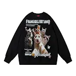 Moletom engraçado com estampa de gatinho, gola careca. Ideal para quem ama felinos. Conforto, diversão e um visual descontraído em uma só peça de roupa. — foto 4