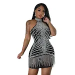 Saia de festa com strass e borlas costuradas, estilo hip, perfeita para brilhar e dançar, ideal para festas e eventos noturnos. — foto 8